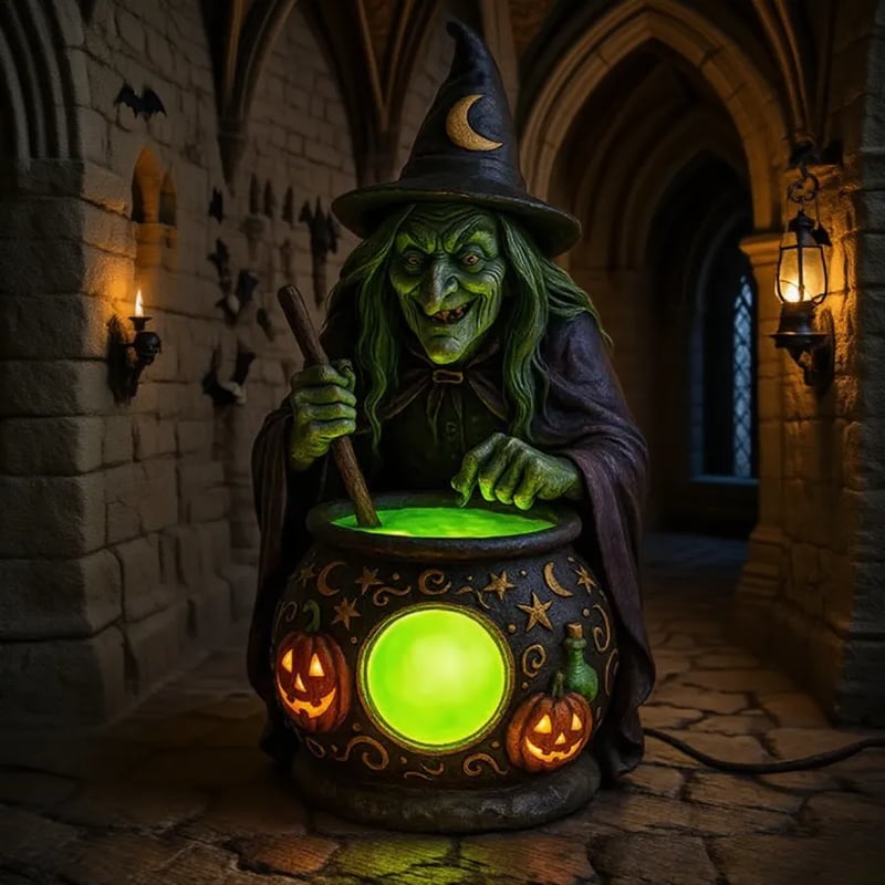 Halloween Witch Cauldron Lamp