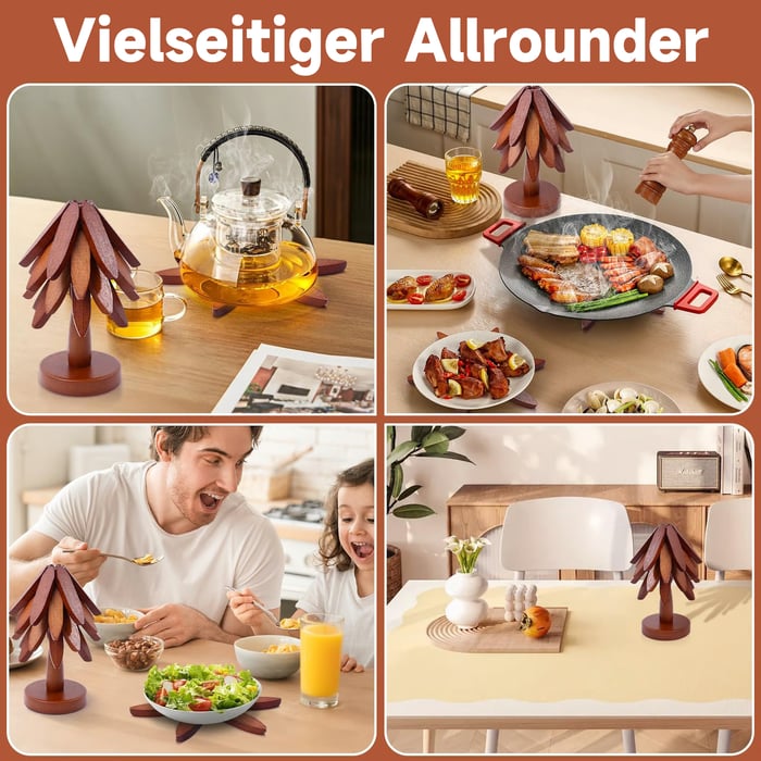 ✨Natural wooden table in natural wood resistant to premium heat for hot dishes