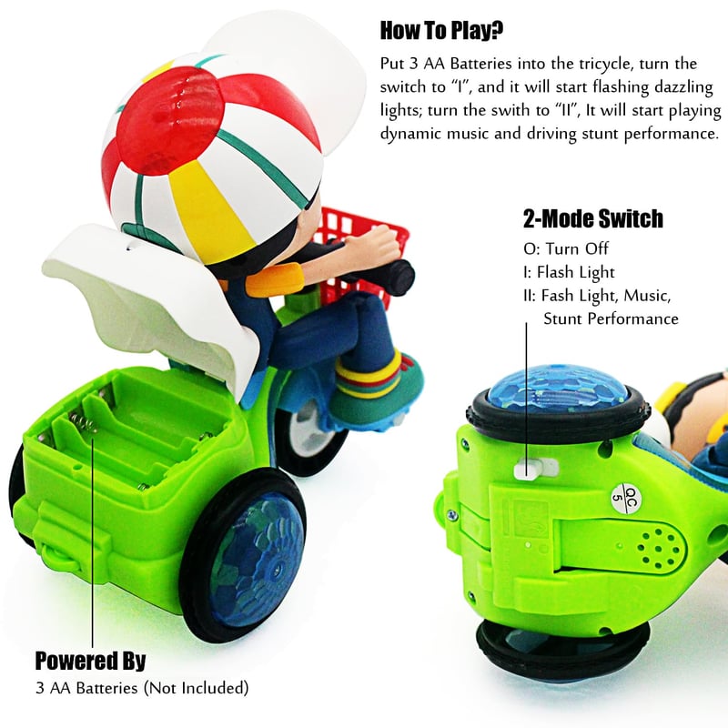Stunt Spin Dance Tricycle Electric Toy with Sound Music Light Toy